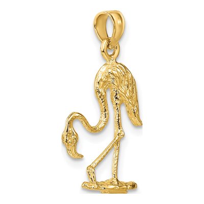 14K Yellow Gold 3D Flamingo Pendant – view 6