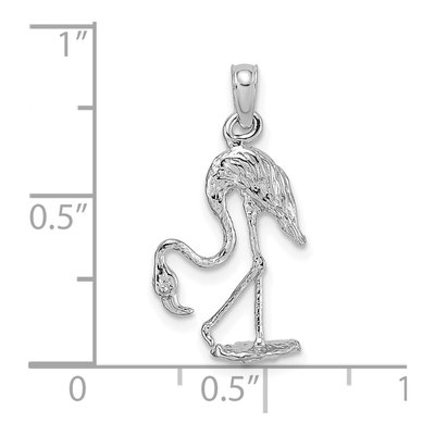 14K White Gold 3D Flamingo Pendant – view 4