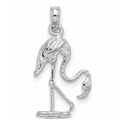 14K White Gold 3D Flamingo Pendant – view 5