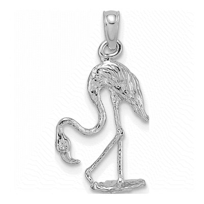 14K White Gold 3D Flamingo Pendant