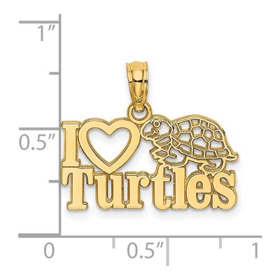 14K Yellow Gold I Heart Turtles Charm – view 4