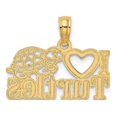 14K Yellow Gold I Heart Turtles Charm – view 5