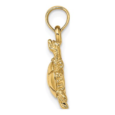 14K Yellow Gold 3D Land Turtle Pendant – view 3