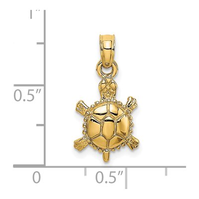 14K Yellow Gold 3D Land Turtle Pendant – view 4
