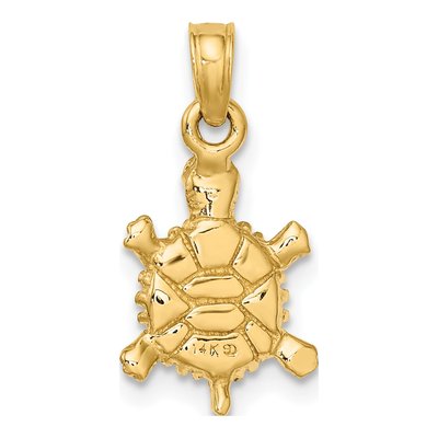 14K Yellow Gold 3D Land Turtle Pendant – view 5