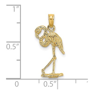 14K Yellow Gold 3D Flamingo Pendant – view 4