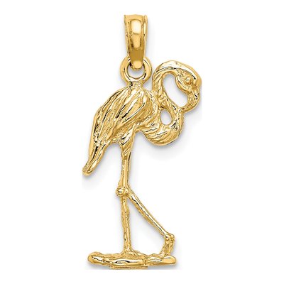 14K Yellow Gold 3D Flamingo Pendant – view 5