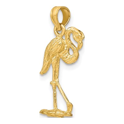 14K Yellow Gold 3D Flamingo Pendant – view 6