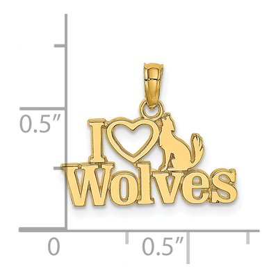 14K Yellow Gold I Heart Wolves Pendant – view 4
