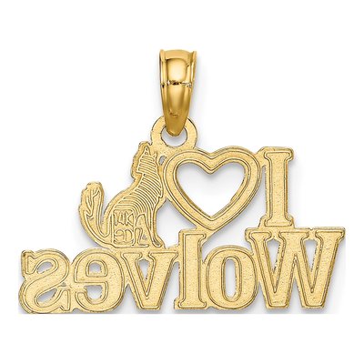 14K Yellow Gold I Heart Wolves Pendant – view 5