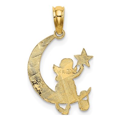 14K Yellow Gold Angel Star Half Moon Charm – view 4