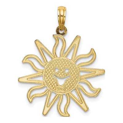 14K Yellow Gold Cut-Out Smiling Sun Pendant – view 4