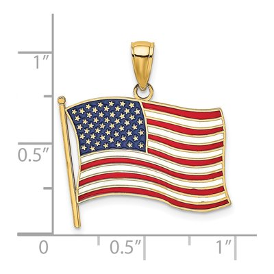 14K Yellow Gold Enameled American Flag Charm – view 4