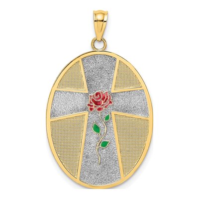 14K Yellow Gold Cross Serenity Prayer Charm