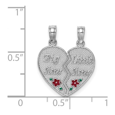 14K White Gold Big-Little Sister Heart Set Charm – view 5