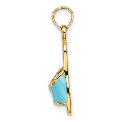 14K Yellow Gold Aqua Enamel Summer Slipper Charm – view 3