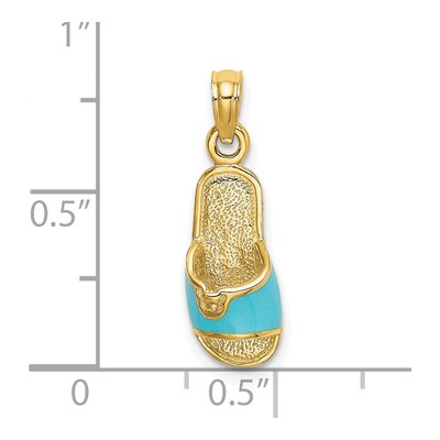 14K Yellow Gold Aqua Enamel Summer Slipper Charm – view 4