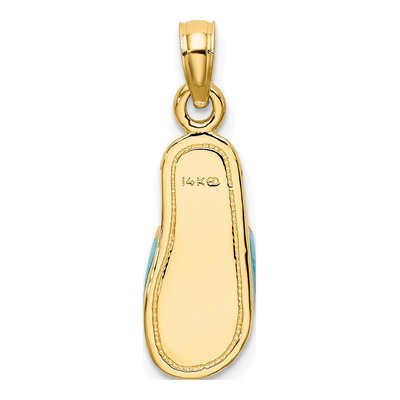14K Yellow Gold Aqua Enamel Summer Slipper Charm – view 5