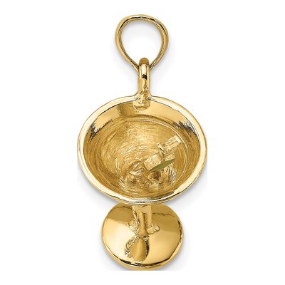 14K Yellow Gold 3-D Martini Olive Pendant – view 3