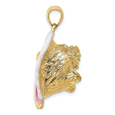 14K Yellow Gold 3-D Enamel Conch Shell Charm – view 3