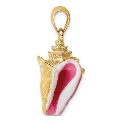 14K Yellow Gold 3-D Pink Enamel Conch Shell Charm – view 3