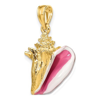 14K Yellow Gold 3-D Pink Enamel Conch Shell Charm – view 5