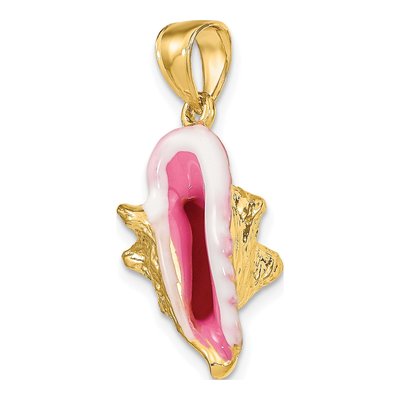 14K Yellow Gold 3-D Enamel Conch Shell Charm – view 4