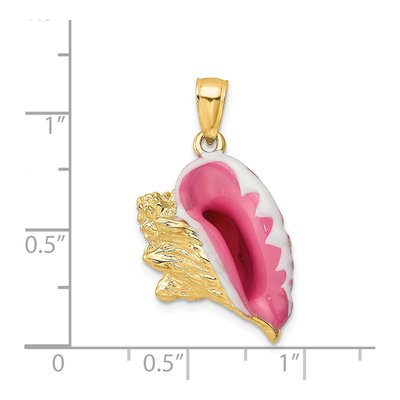 14K Yellow Gold 3-D Enamel Conch Shell Charm – view 6