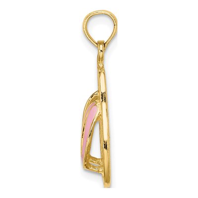 14K Yellow Gold Pink Enamel Flip-Flop Pendant – view 3