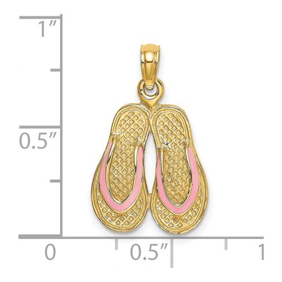 14K Yellow Gold Pink Enamel Flip-Flop Pendant – view 4