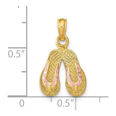 14K Yellow Gold Pink Enamel Flip-Flop Charm – view 3