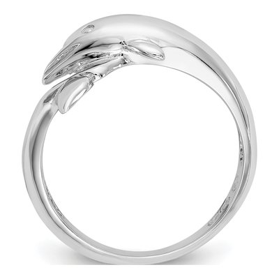 14K White Gold Dolphin Bypass Ring – view 3