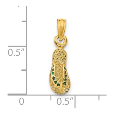 14K Yellow Gold Green Enamel Flip-Flop Pendant – view 3