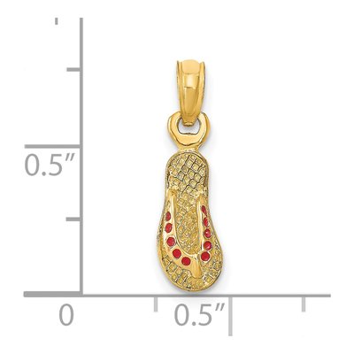 14K Yellow Gold Red Enamel Flip-Flop Charm – view 3