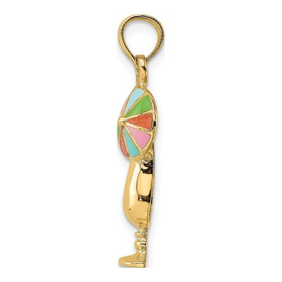 14K Yellow Gold Tropical Drink Umbrella Charm – view 3