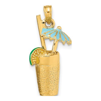 14K Yellow Gold 3-D Cocktail Drink Charm