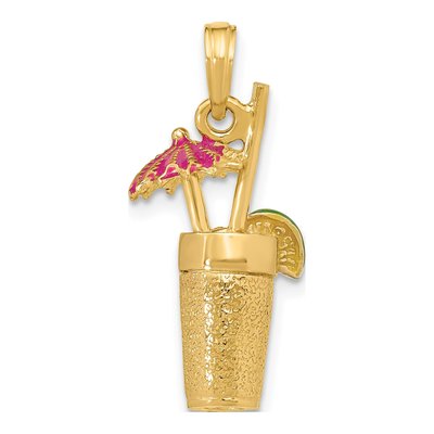 14K Yellow Gold 3-D Cocktail Drink Charm – view 4