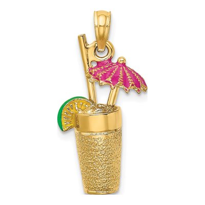 14K Yellow Gold 3-D Cocktail Drink Charm
