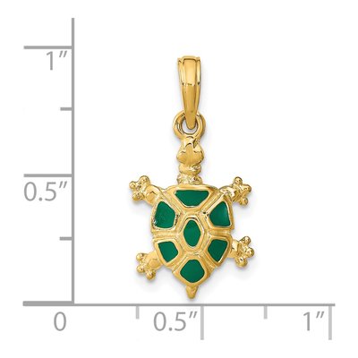 14K Yellow Gold Green Enamel Turtle Charm – view 4