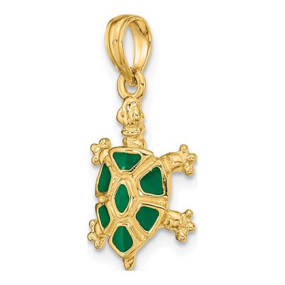 14K Yellow Gold Green Enamel Turtle Charm – view 6