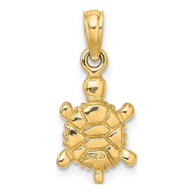 14K Yellow Gold Small 3D Brown Enamel Tortoise Charm – view 5