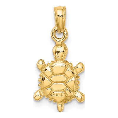 14K Yellow Gold Green Enamel 3D Turtle Charm – view 5