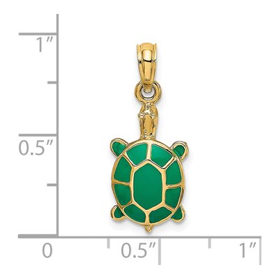 14K Yellow Gold Green Enamel Tortoise Charm – view 4