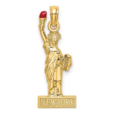 14K Yellow Gold Statue of Liberty NY Enamel Charm