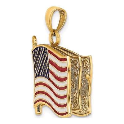 14K Yellow Gold Enameled 3-D Pledge of Allegiance Charm – view 7