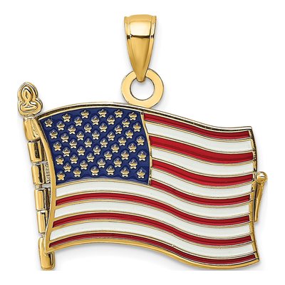 14K Yellow Gold Enameled 3-D Pledge of Allegiance Charm