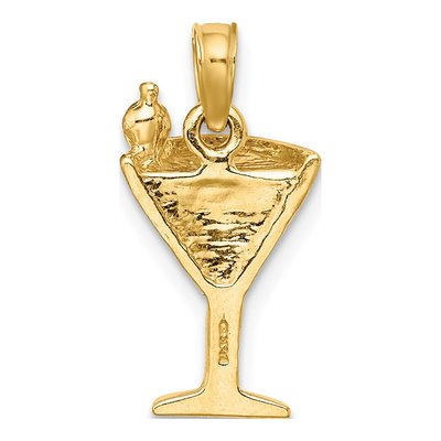 14K Yellow Gold Pink Enamel Martini Pendant – view 4