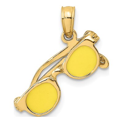 14K Yellow Gold Enamel Sunglasses Pendant