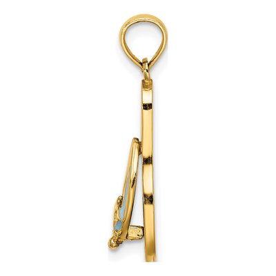 14K Yellow Gold Enamel Anchor Flip-Flop Charm – view 3
