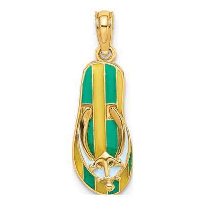 14K Yellow Gold Enamel Anchor Flip-Flop Charm